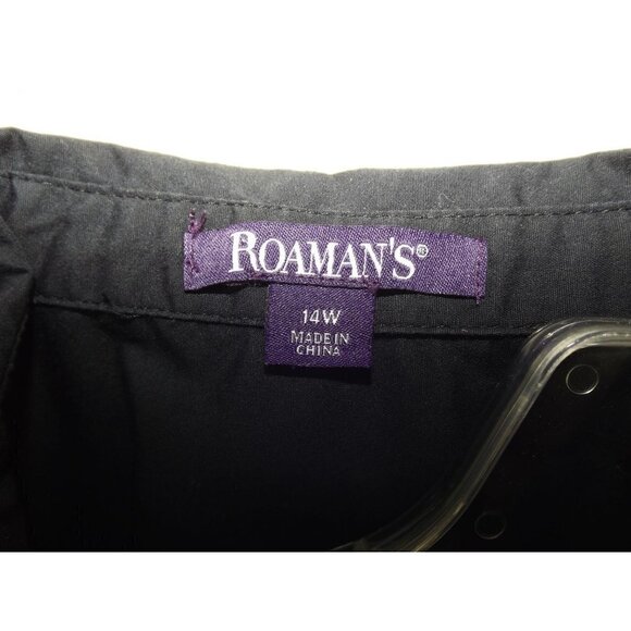 Roaman's 14W black sleeveless button front blouse - Picture 2 of 5